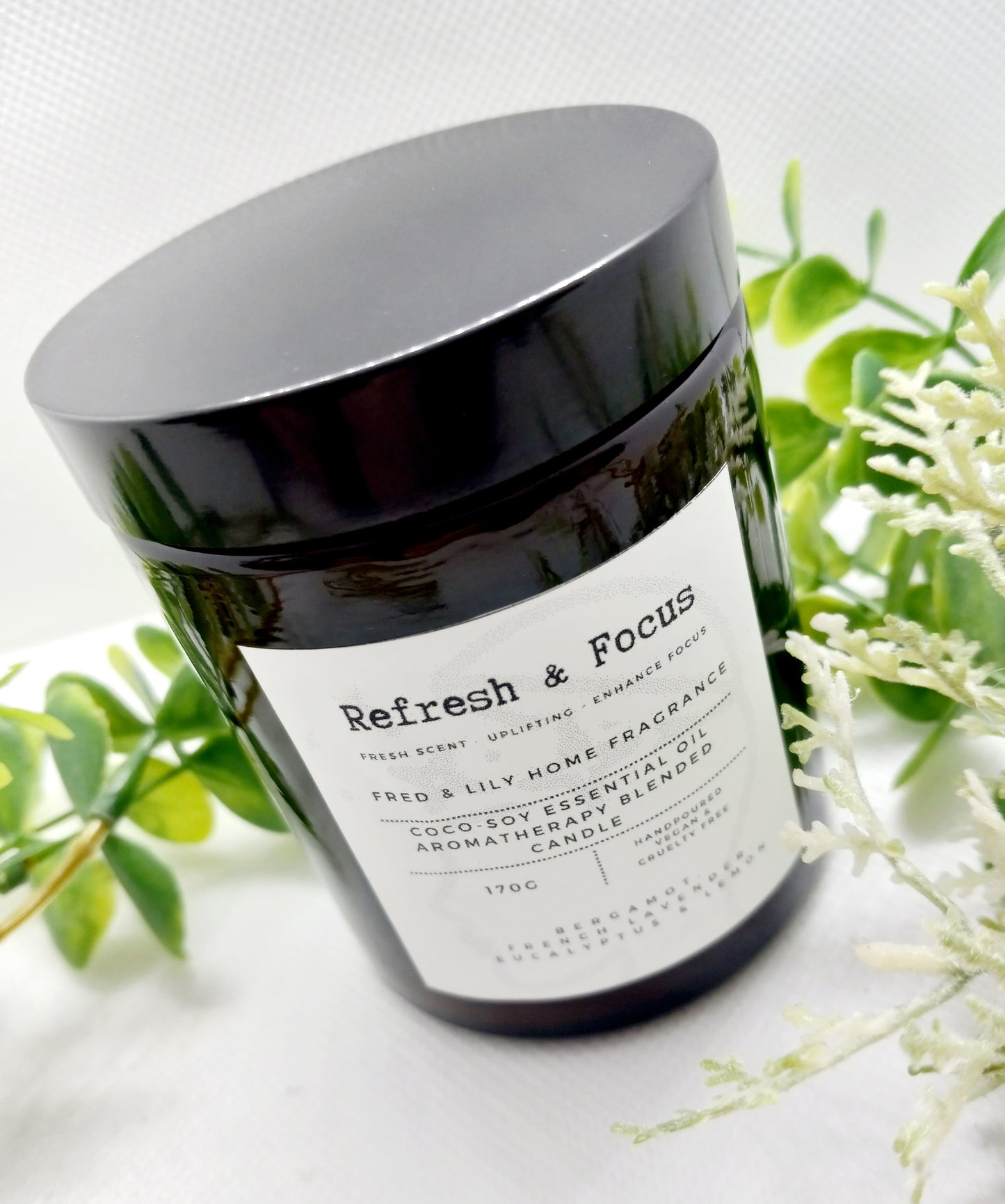 Aromatherapy Refresh and Focus Mood Enhancing Essential Oil Blended Candle