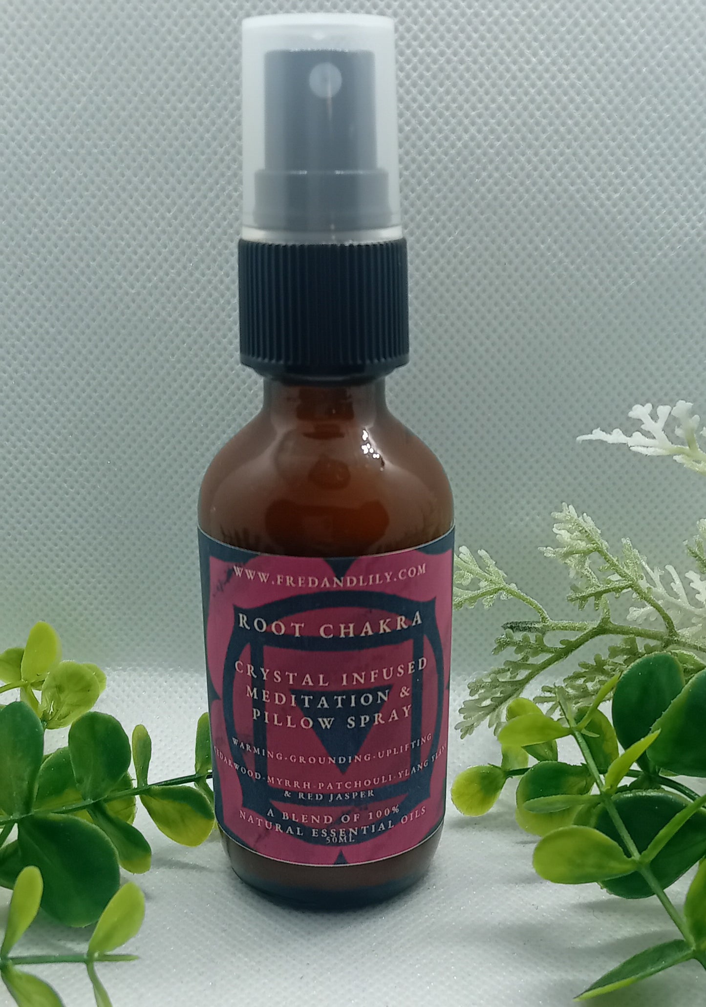 Root Chakra, 100% Essential Oil Blend, Crystal Infused Meditation/Pillow Spray 50ml