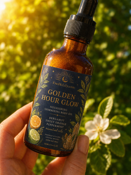 Natural Shimmering Body Oil | Golden Hour Glow | 100% Essential Oil Blend