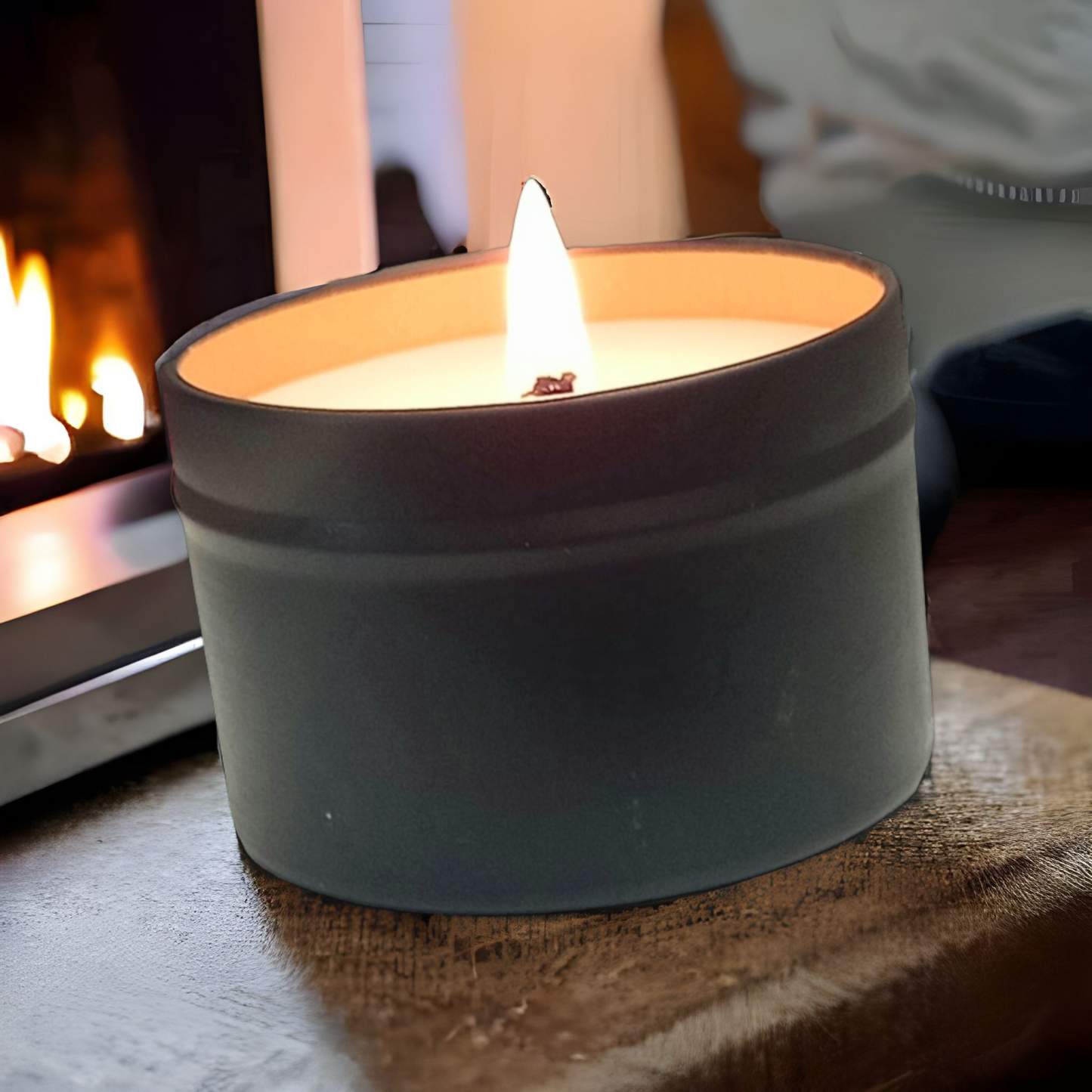 Large Black Tinned Scented Candle